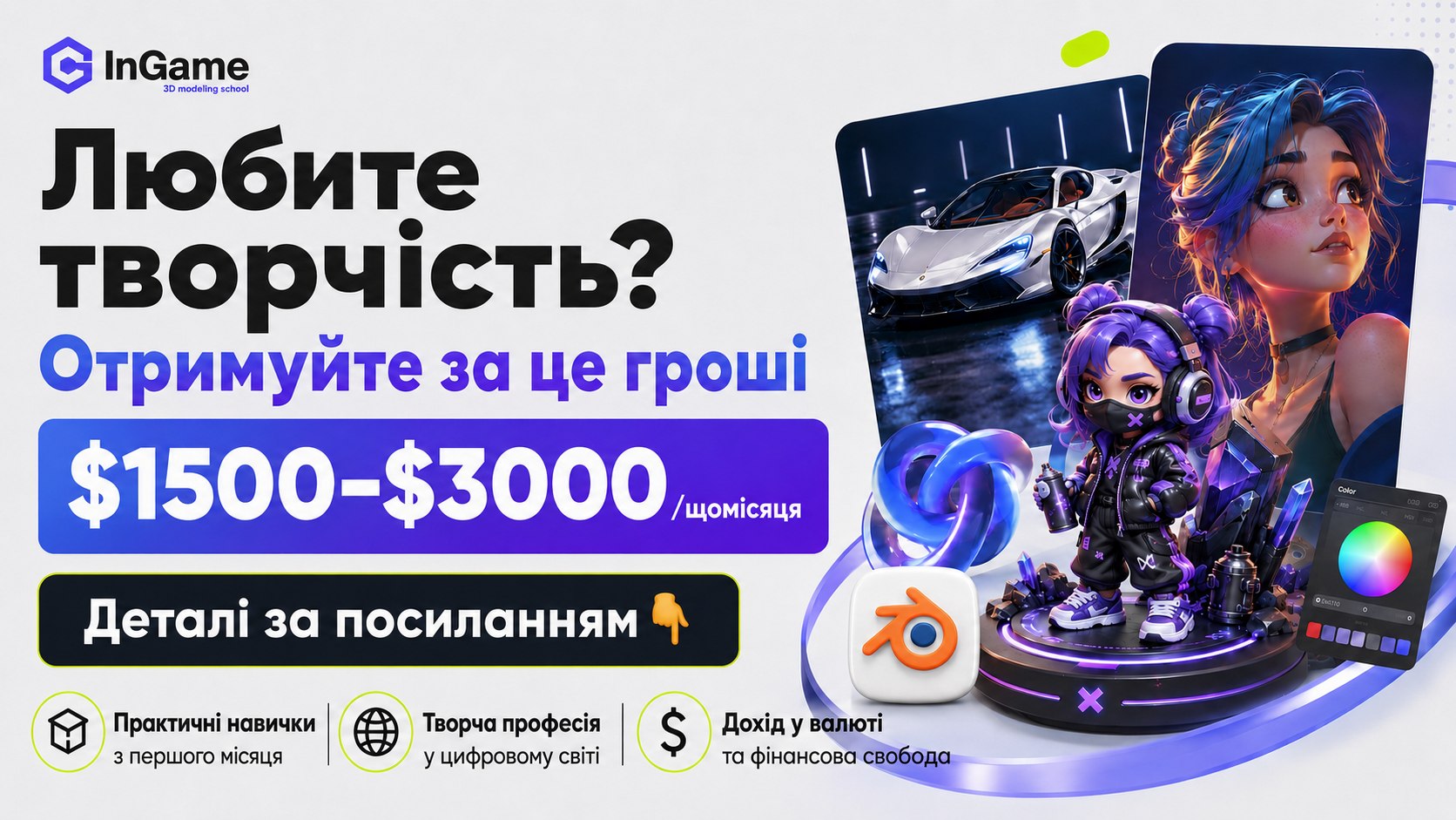 Перетворіть творчість на $1500–$3000/міс