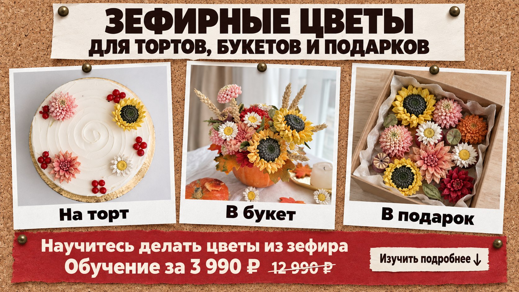 Зефирные цветы для осеннего меню