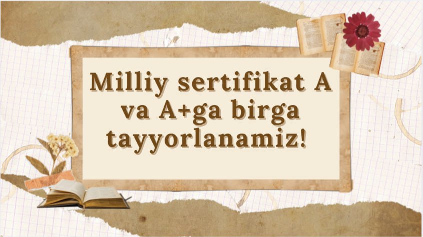 Ona tili Milliy sertifikat A+ Sari