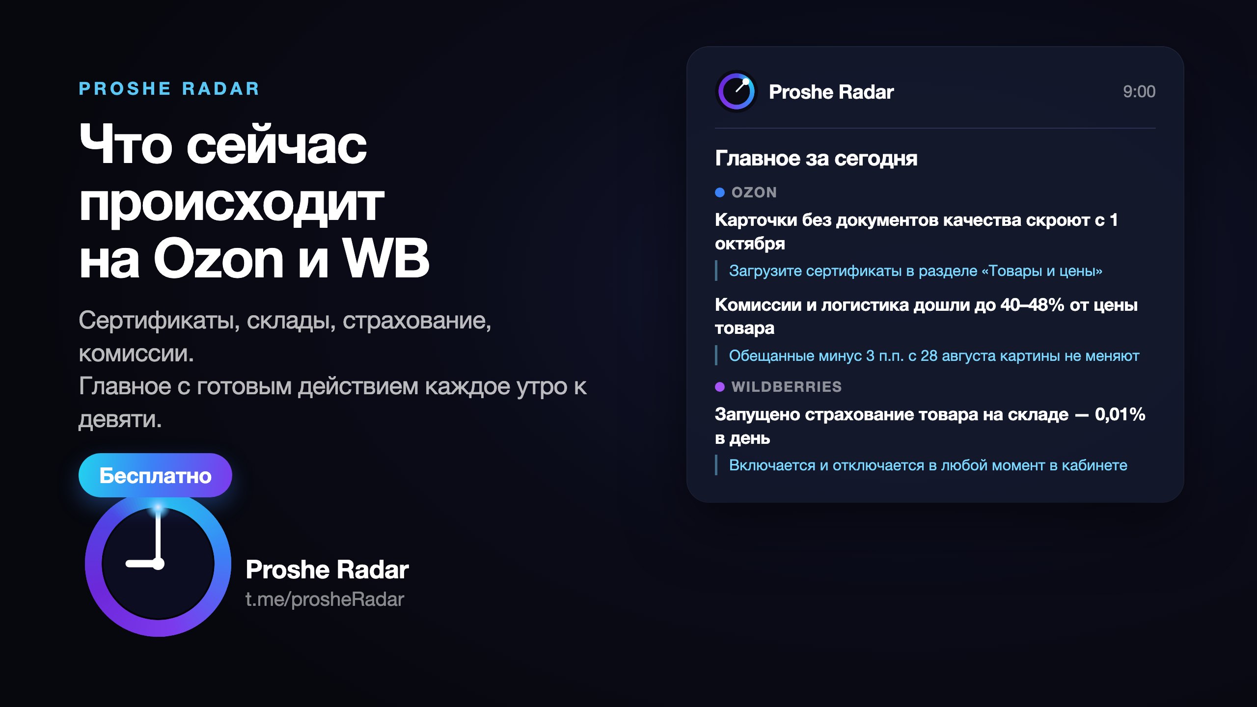 Proshe Radar — Ozon и WB